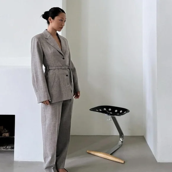 ZARA Brown Taupe 100% Wool Belted Blazer Jacket Coat ZW Collection Gray XS NWT - Picture 7 of 16